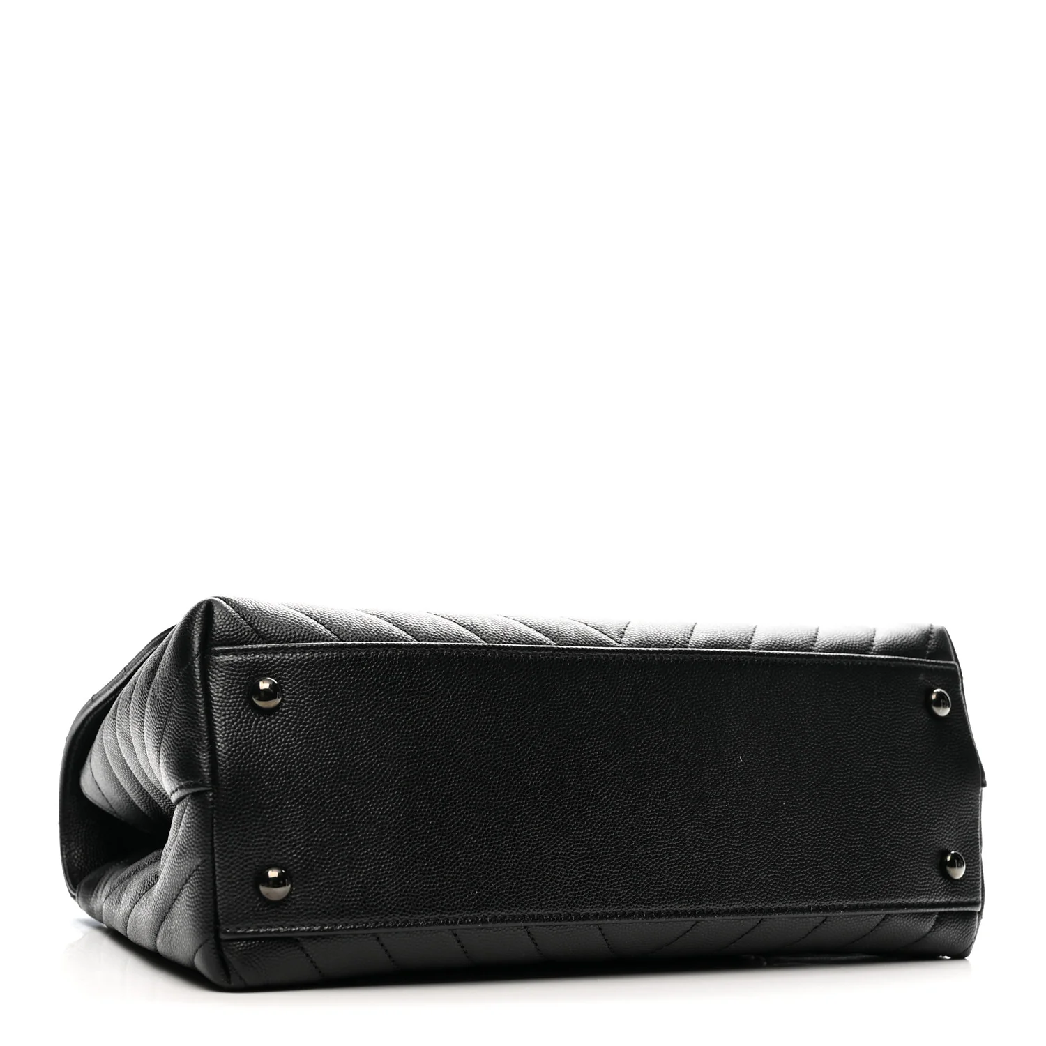 Caviar Chevron Quilted Small Coco Handle Flap So Black