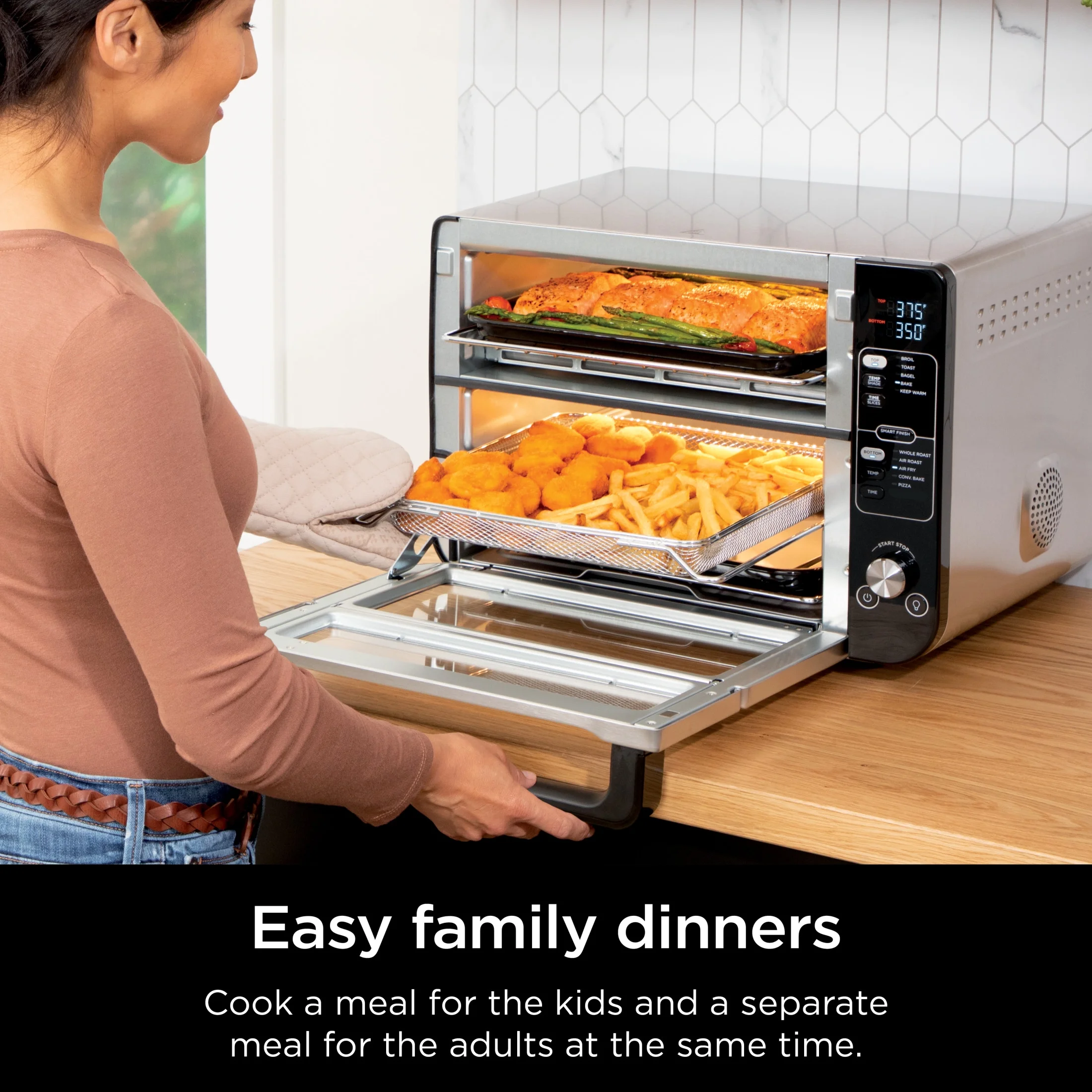 10-in-1 Air Fryer, Double Door Toaster Oven with FlexDoor, FlavorSeal Smart Finish, Rapid Top Convection and Air Fry Bottom, Bake, Toast, Air Fry, Pizza and More, Stainless Steel, DCT400 - Image 6