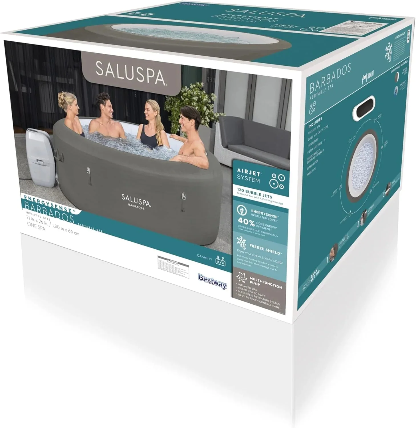 Inflatable Hot Tub Spa (71" X 26") | Portable Hot Tub with 2 Covers (1 Energy-efficient Thermal Cover and 1 Standard Cover) | Fits Up to 2-4…