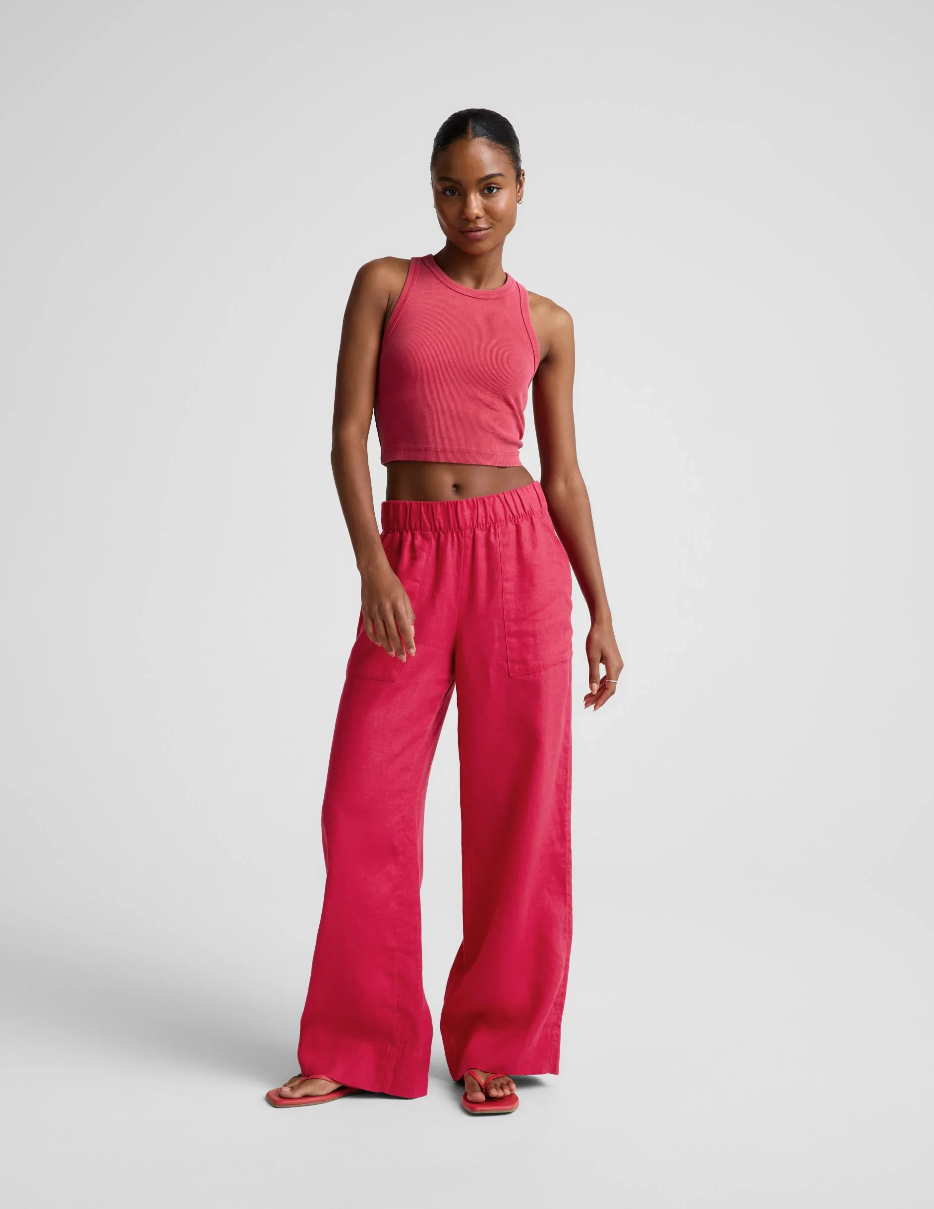 On Repeat Rib High Neck Cropped Tank