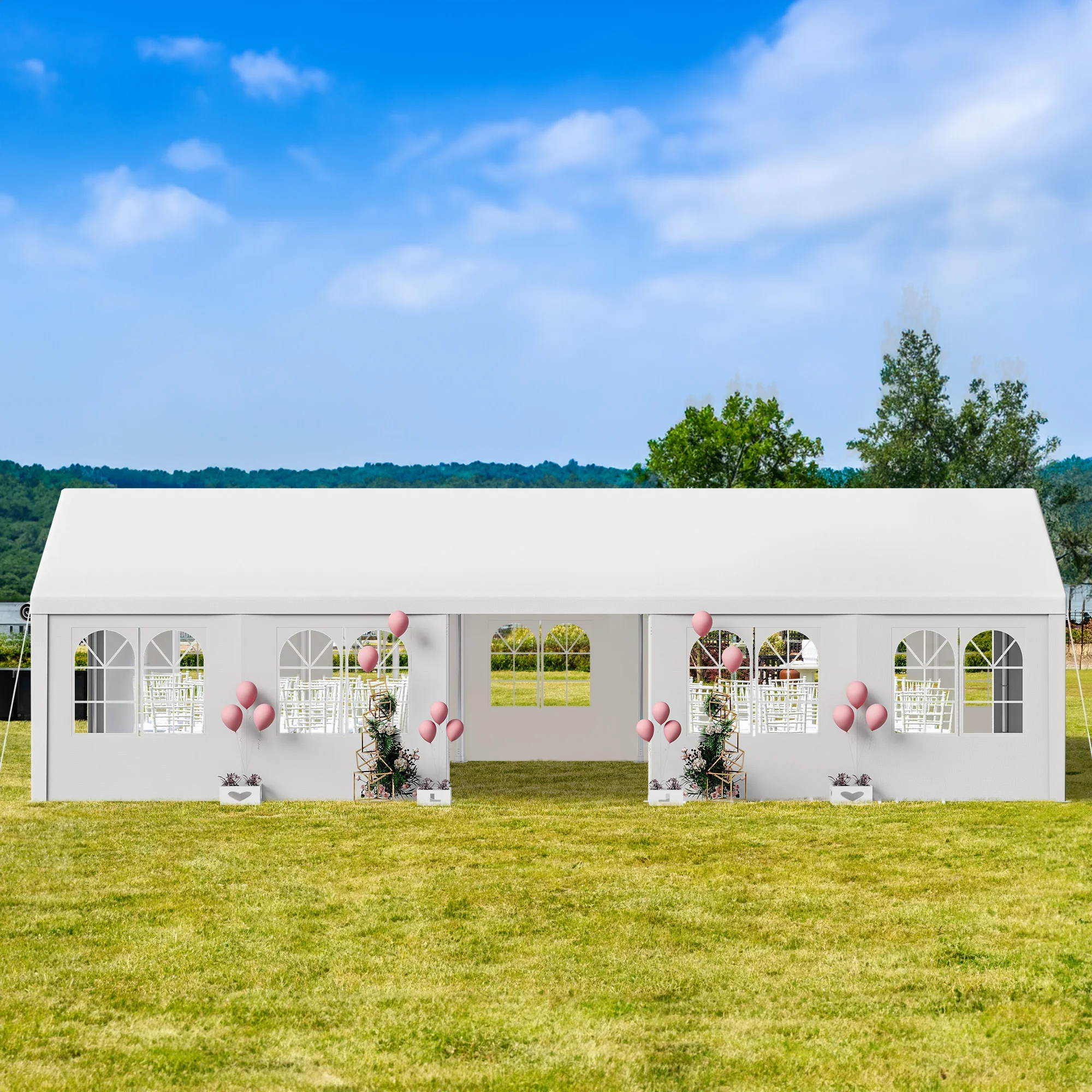 16x32ft Party Tent Heavy Duty Outdoor Wedding Tent Canopy Event Shelters Upgraded Galvanized Steel Carport with Removable Sidewall Windows for Commercial and Parties, White(16' x 32') - Image 8