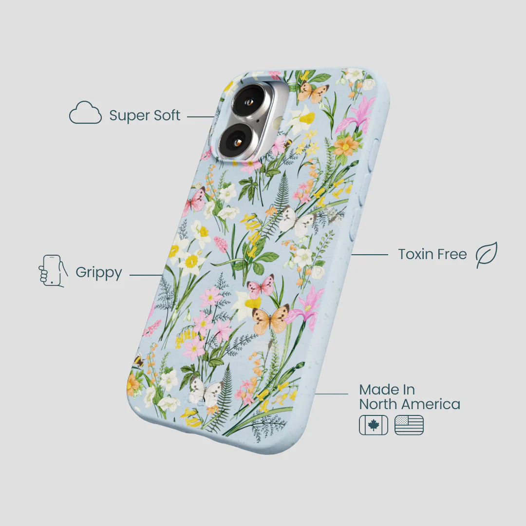Powder Blue Fairy Wildflowers iPhone 16 Case