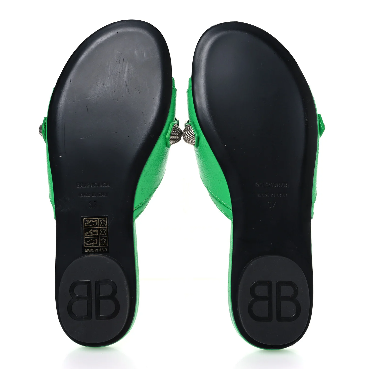 Agneau Arena Cagole Flat Slide Sandals 37 Vivid Green
