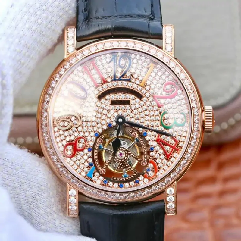 Franck Muller Round Color Dreams Tourbillon 18K Rose Gold Diamond Dial