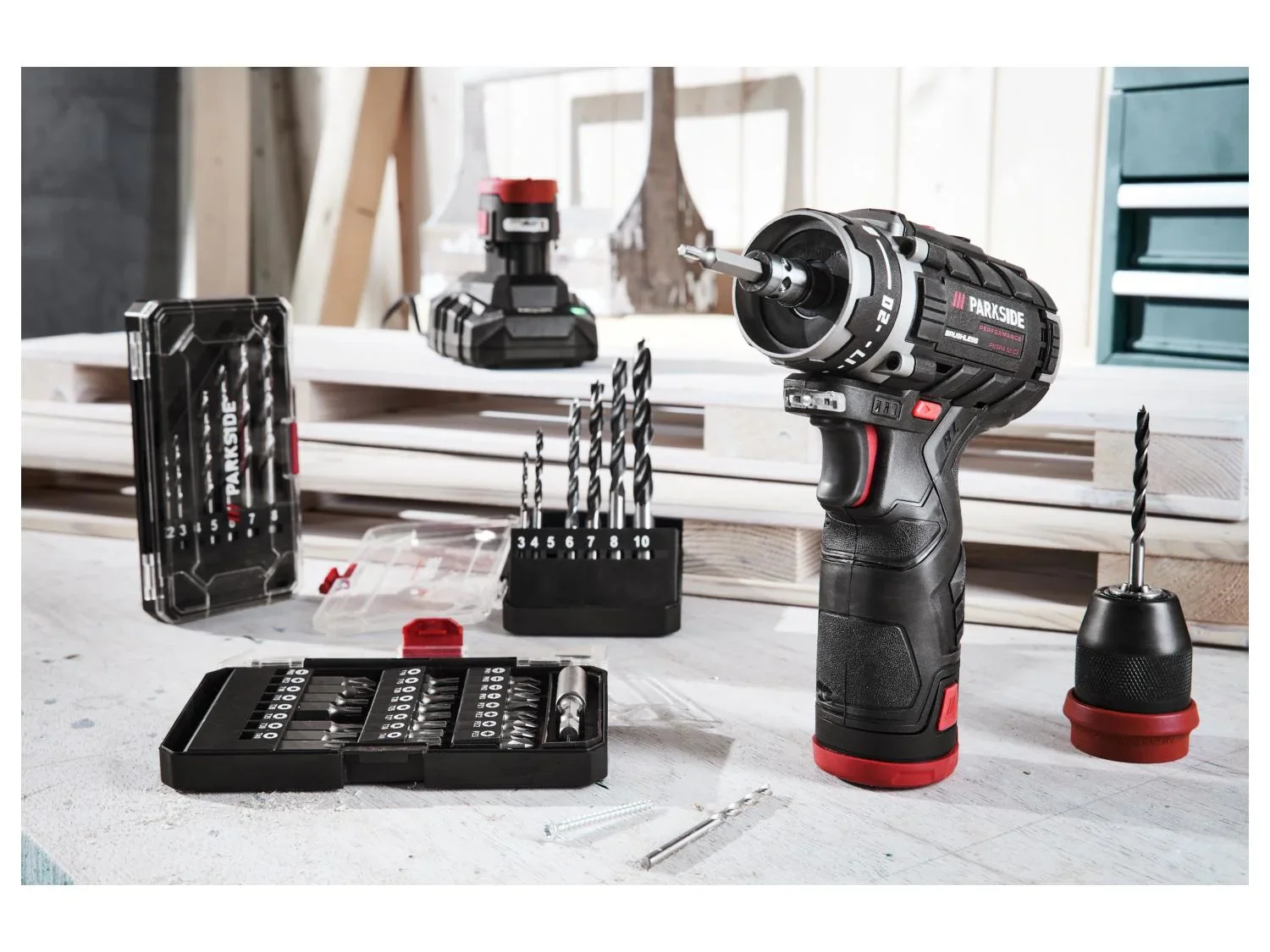 PARKSIDE PERFORMANCE Set visseuse-perceuse 12V/2Ah PBSPA 12 C3 avec 2 batteries et chargeur