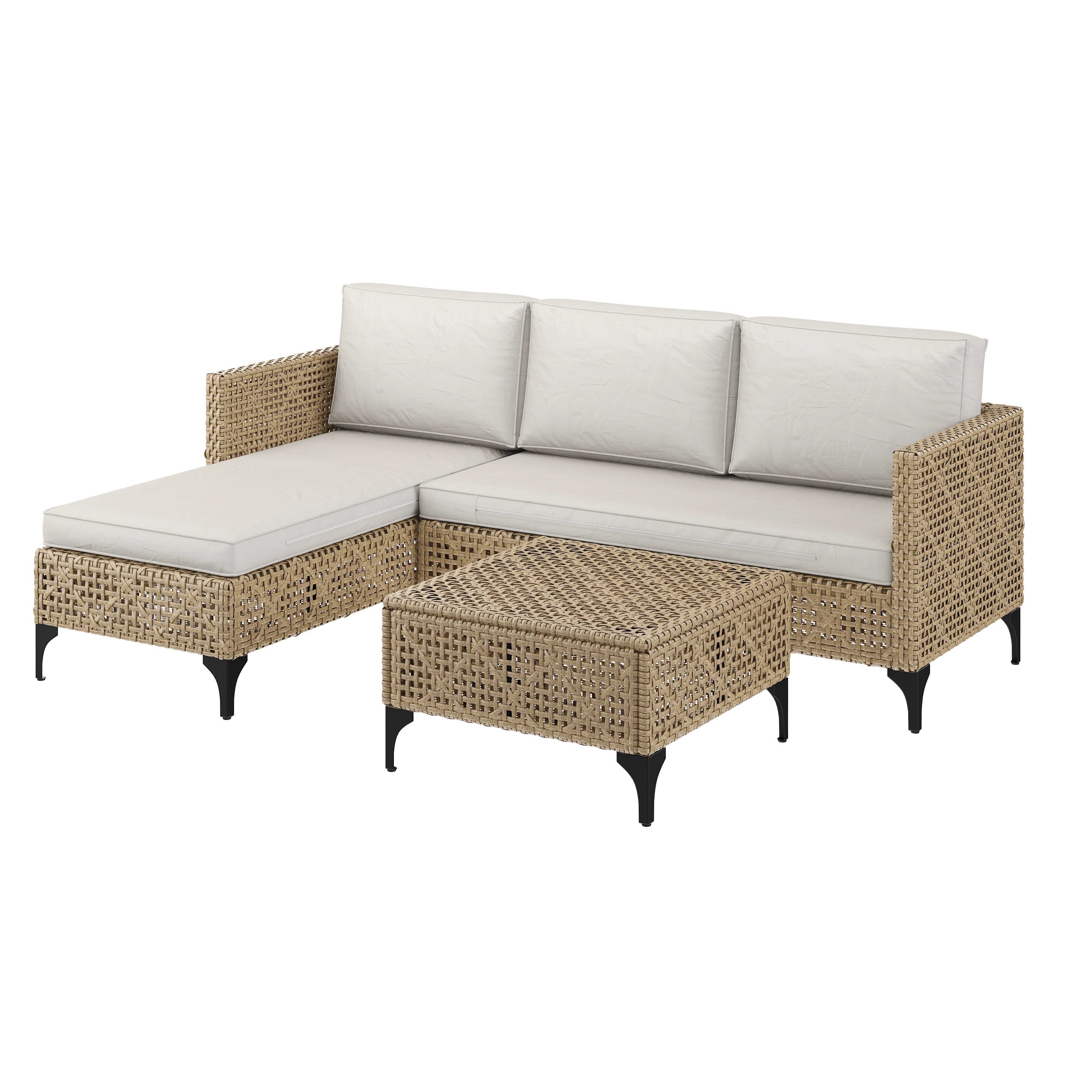 AECOJOY Outdoor Patio Furniture Set, 3 Pieces All Weather Wicker Rattan Sectional Sofa