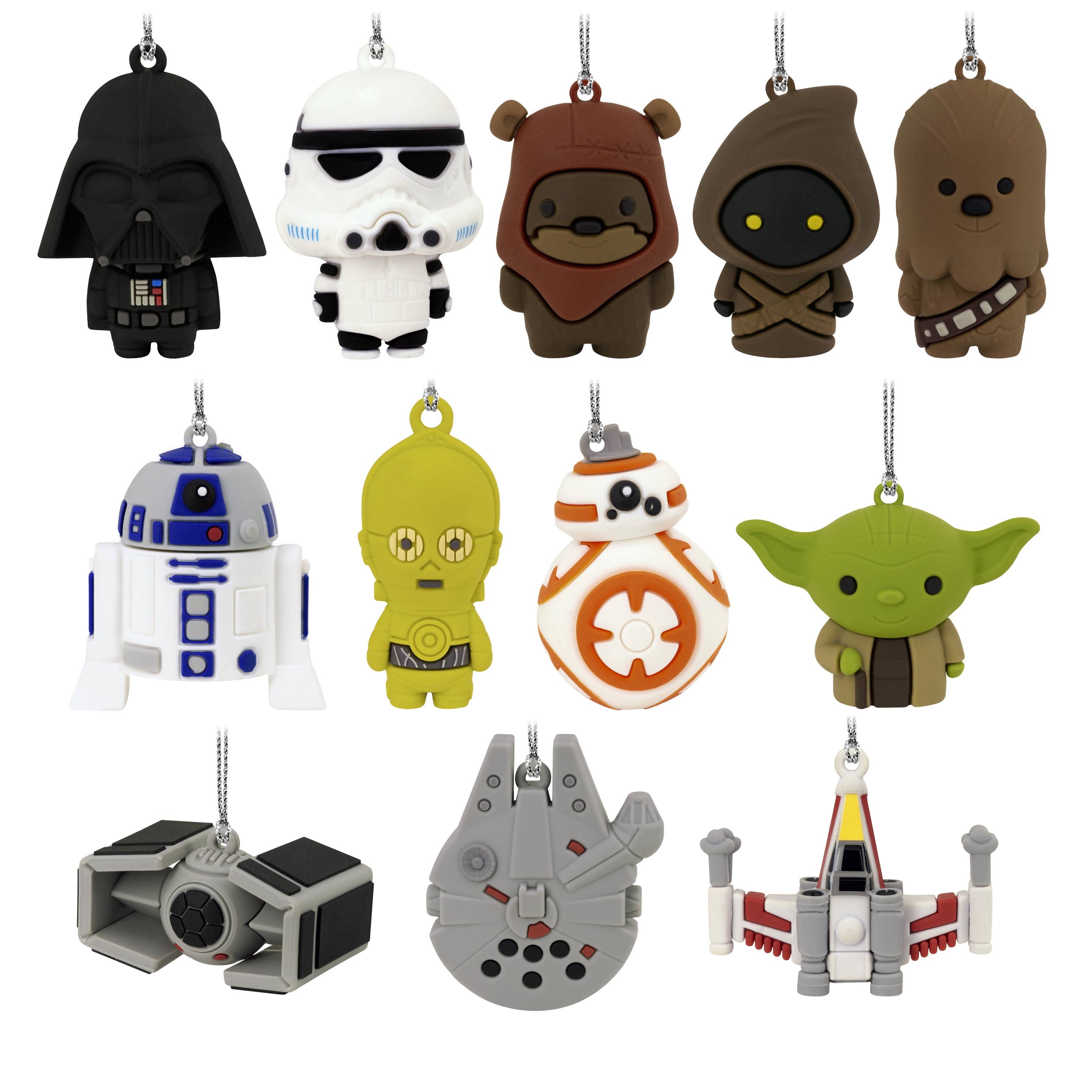 Hallmark Ornaments (Star Wars Countdown Calendar Miniature Christmas Tree Set with 12 Mini Ornaments), Multicolor