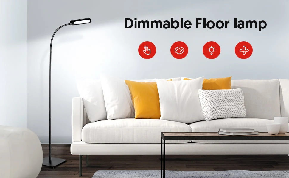 TECKIN Floor Lamp, Dimmable Black Lamp with 5 Color 4 Brightness and Adjustable Gooseneck Image 10