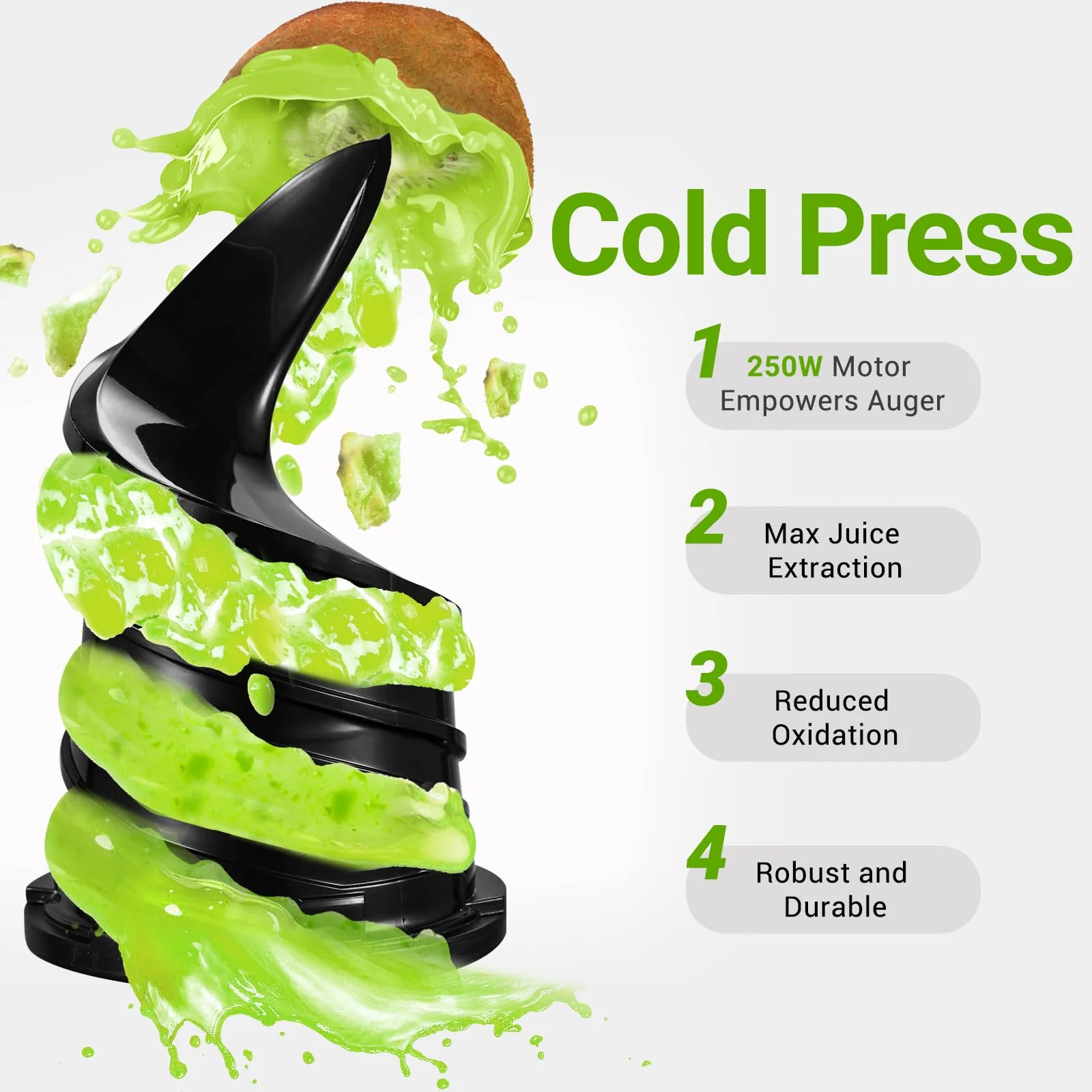 AMZCHEF 5.3-Inch Self-Feeding Masticating Juicer