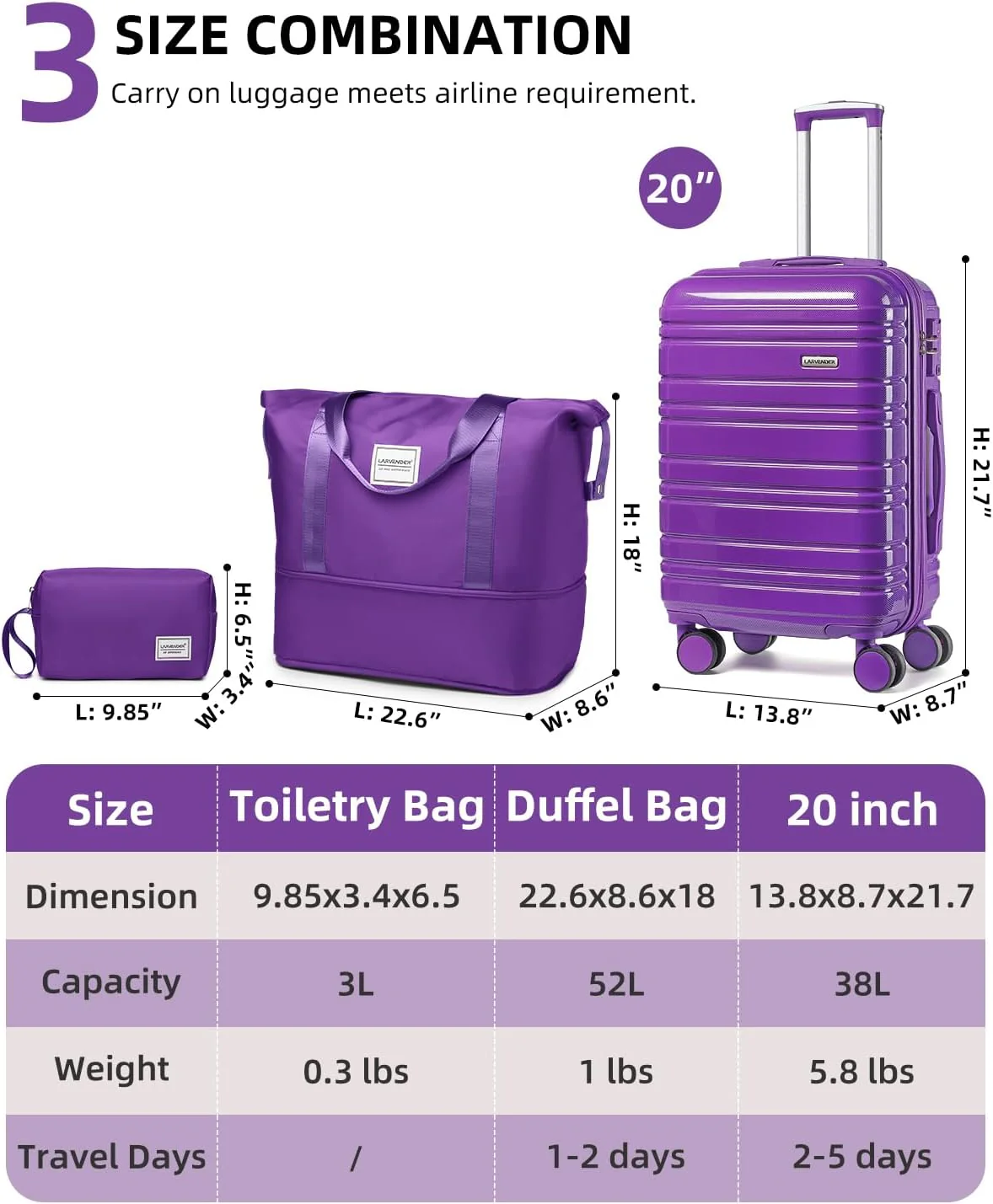 Ensemble de 6 valises, ensemble de valises rigides extensibles avec roulettes multidirectionnelles, ensemble de bagages à roulettes légers