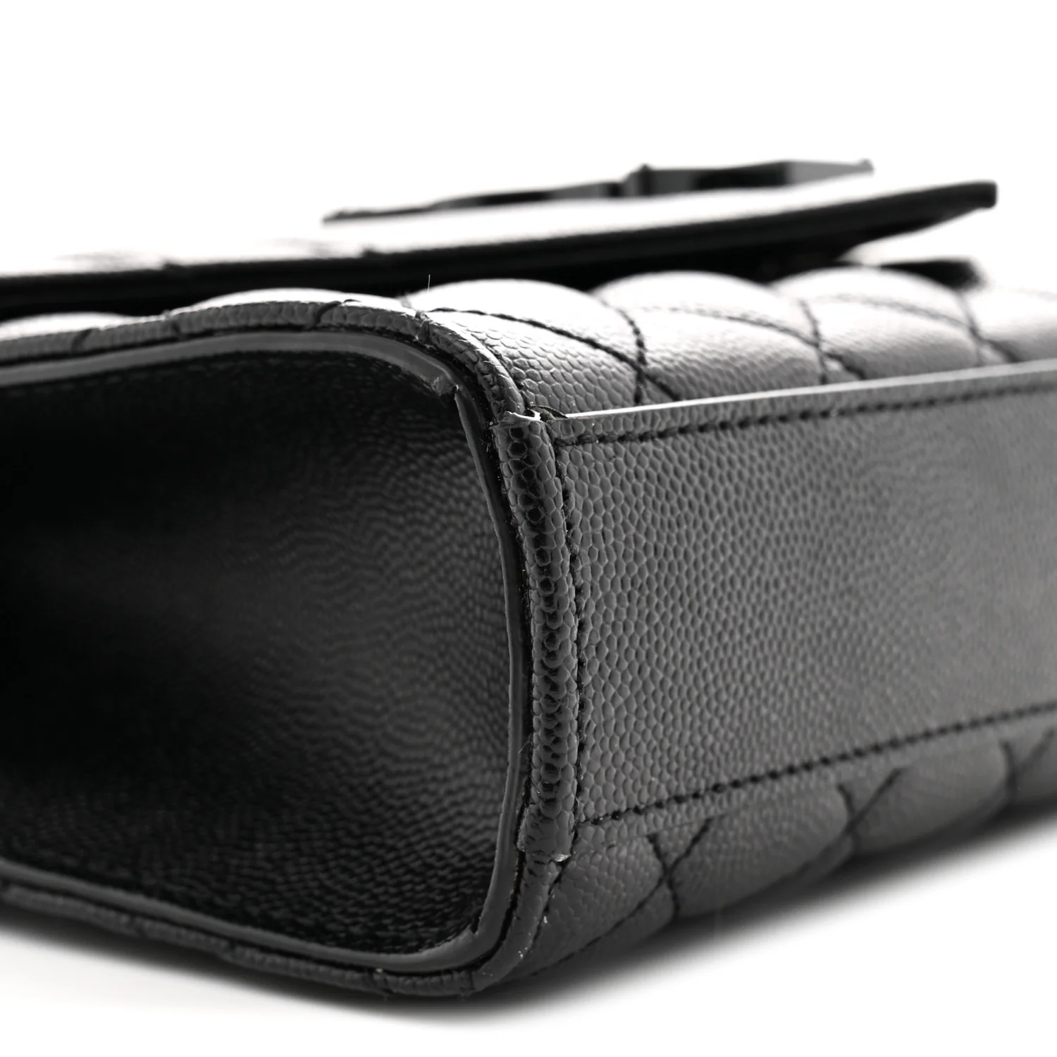 Grain De Poudre Textured Mixed Matelasse Triquilt Small Monogram Monochrome Satchel Black