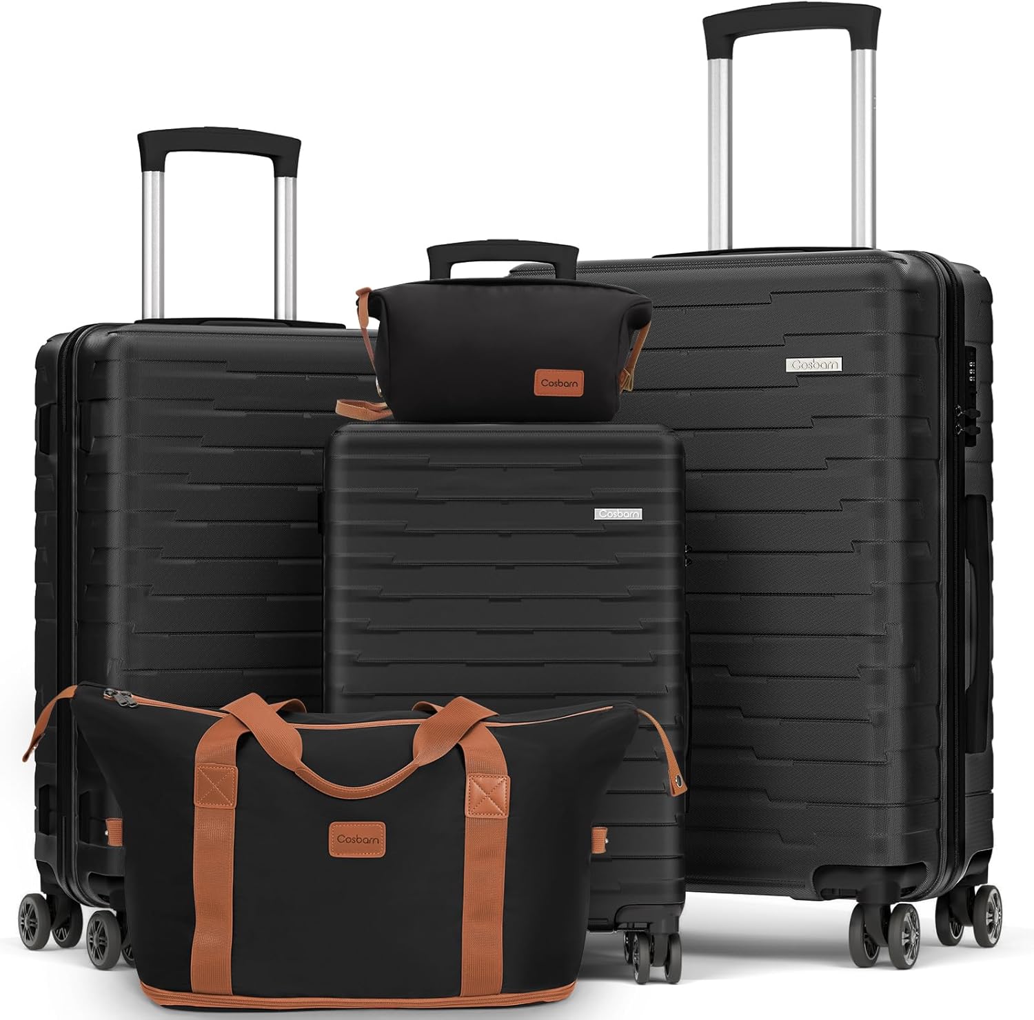 Ensemble de 5 valises à roulettes, valise rigide en ABS avec roulettes multidirectionnelles