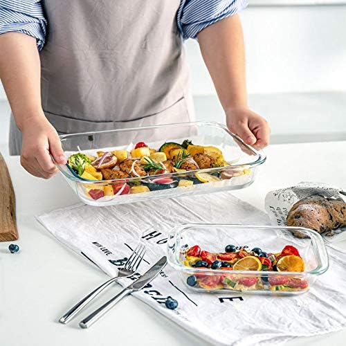 M MCIRCO 8 Piece Deep Glass Baking Dish with Lids, BPA free, Gray