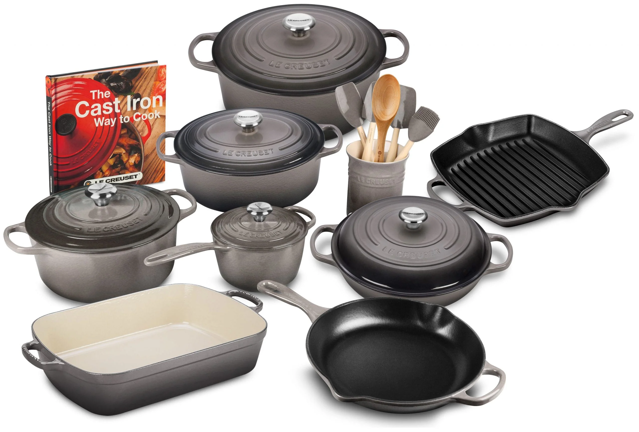 Batterie de cuisine 20 pièces en fonte Signature, poêle de 26 cm, casserole de 1,75 litre avec couvercle