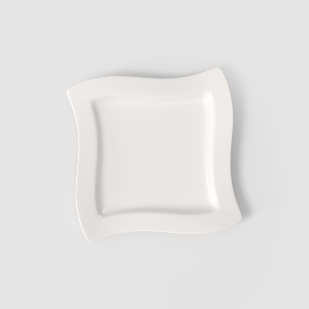 NewWave Salad/ Dessert Plate - White, 9.4'' x 9.4'', Premium Porcelain