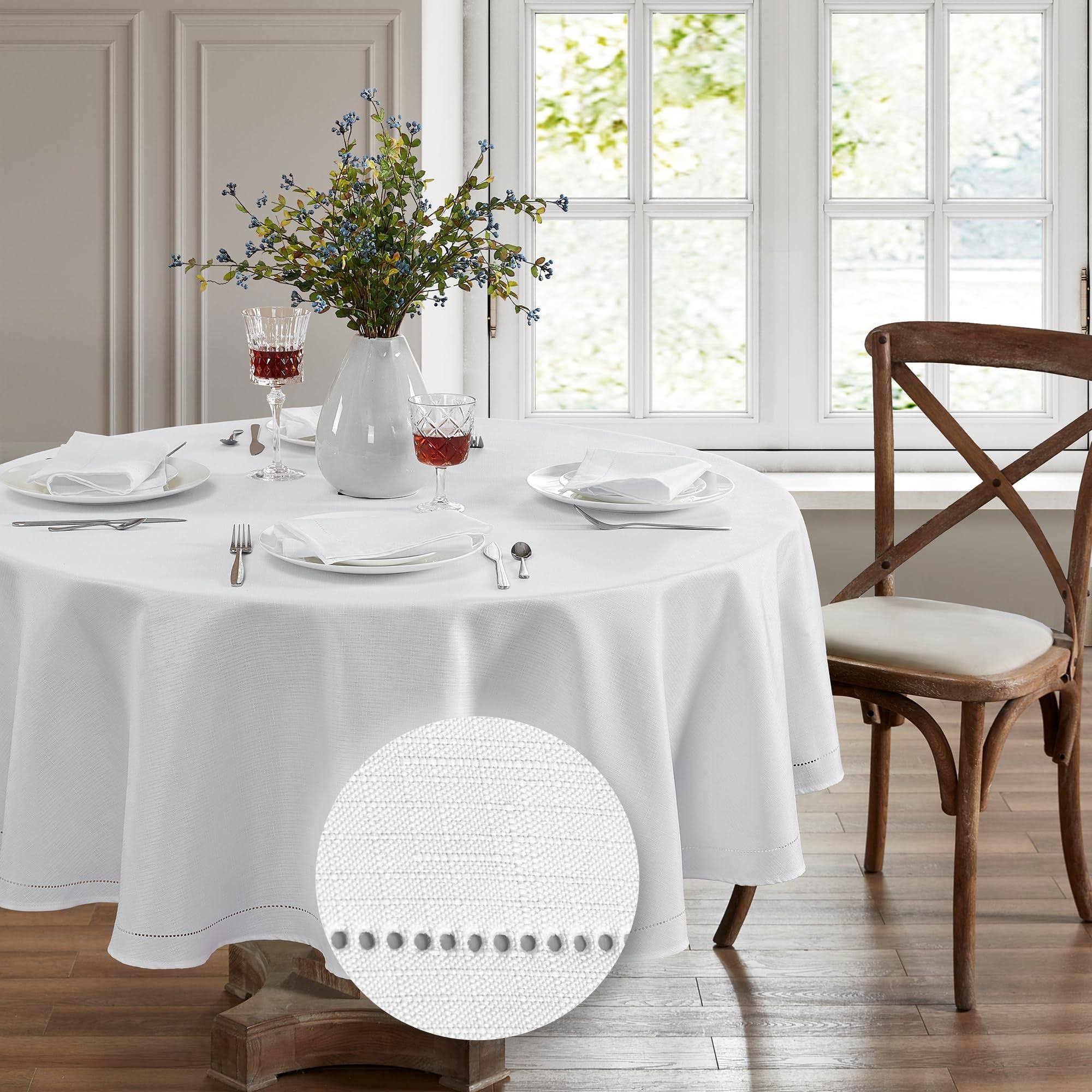 Alison Hemstitch Border Fabric Tablecloth 70