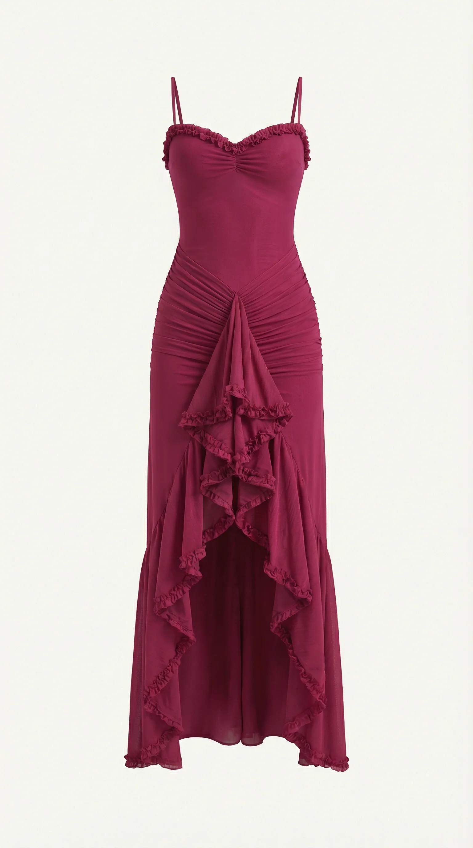 Robe maxi asymétrique à volants pour femmes