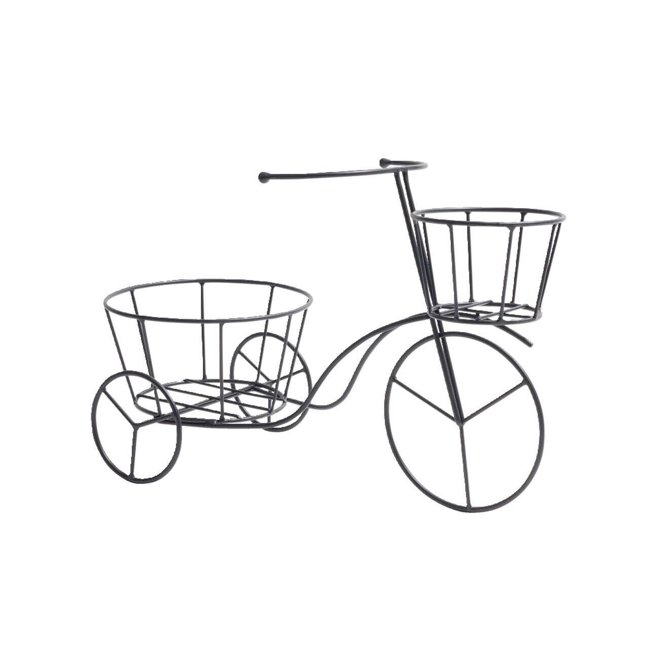 Porte plante en métal noir forme vélo tricycle 44x20xH28cm