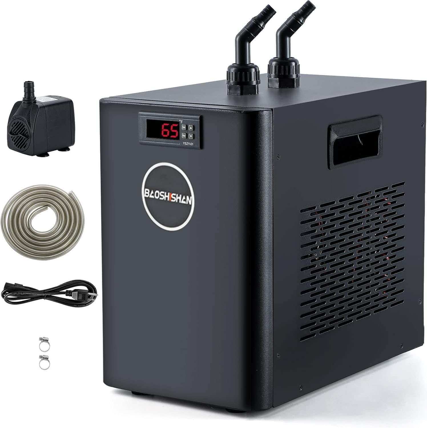 Refroidisseur d'aquarium 2025 42 gal 1/10 HP, refroidisseur d'eau, refroidisseur pour aquarium, conception spéciale silencieuse, compresseur de réfrigération pour hydroponie, plantes aquatiques, méduses, coraux, crevettes cristallines (42 gal/160 L)