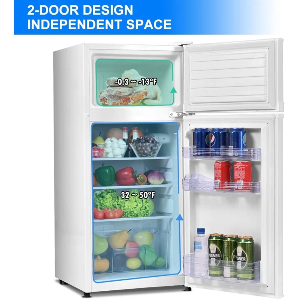 2 Doors Cold-rolled Sheet Compact Refrigerator-White, Fridge with Freezer, Fridge, Adjustable Thermostat - Image 6