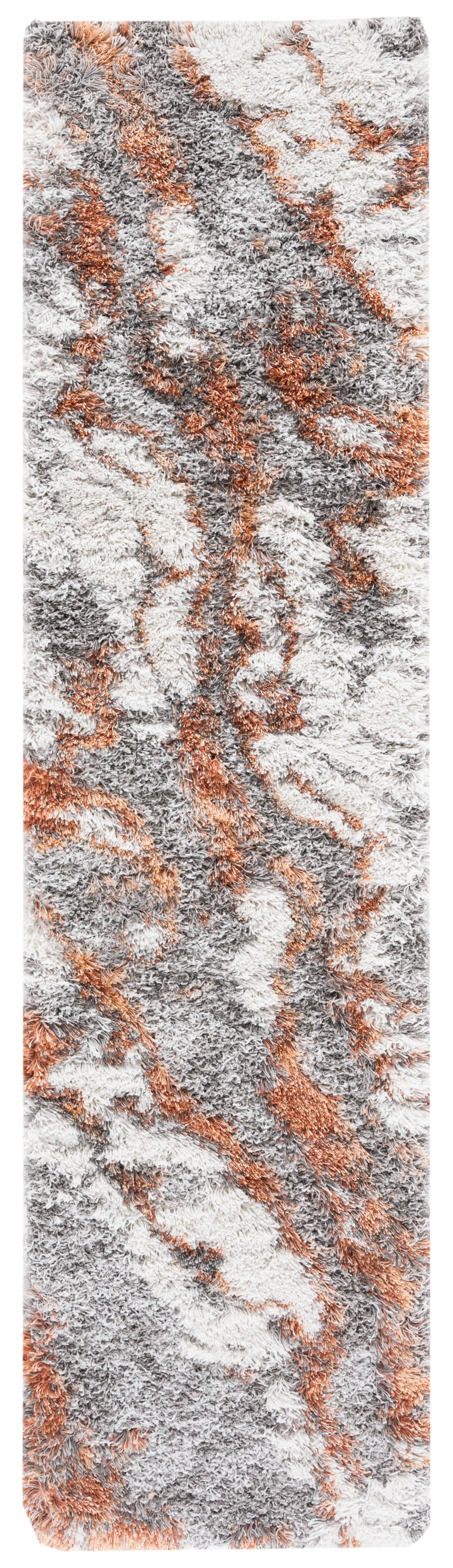 Safavieh Horizon Shag Collection HZN890P Grey / Rust Rug 2' x 3'