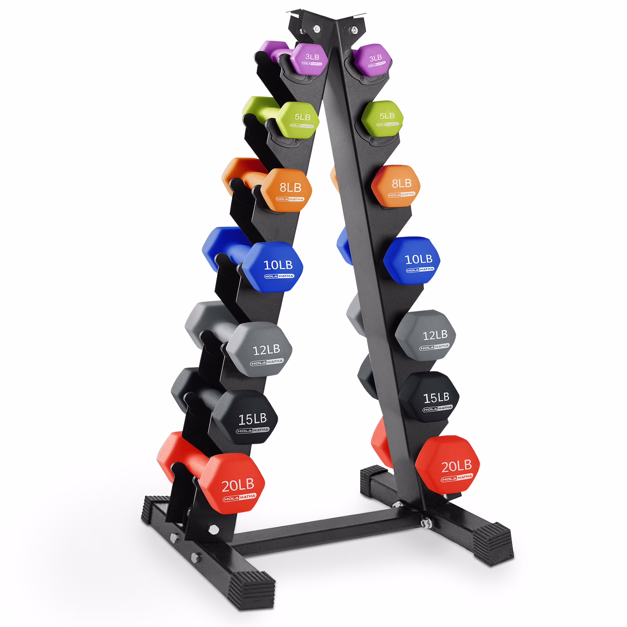 Holahatha Neoprene Dumbbell Weight Set with Rack (Black), 112.5 lb