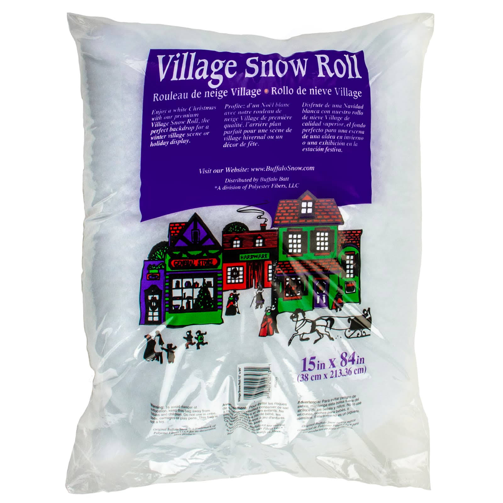 Christmas Village Buffalo Snow Roll 15 Inches x 84 Inches APX 8 oz.