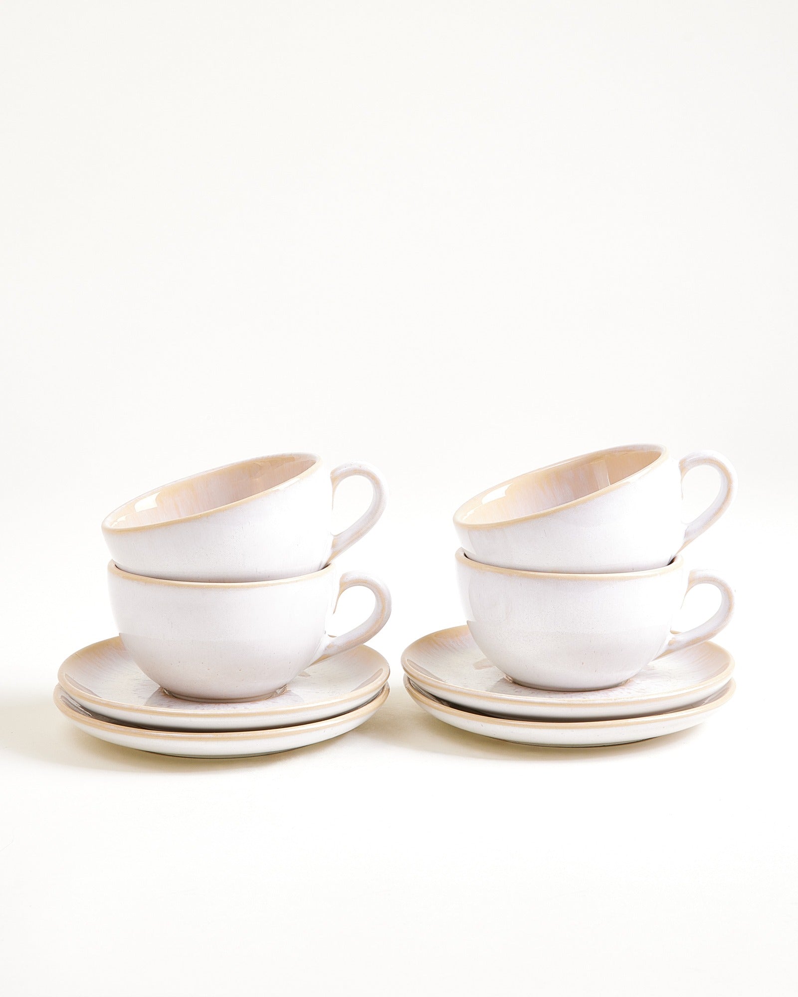 AREIA - SMALL CAPPUCCINO CUP & SAUCER CLASSIC SAND SET OF 4