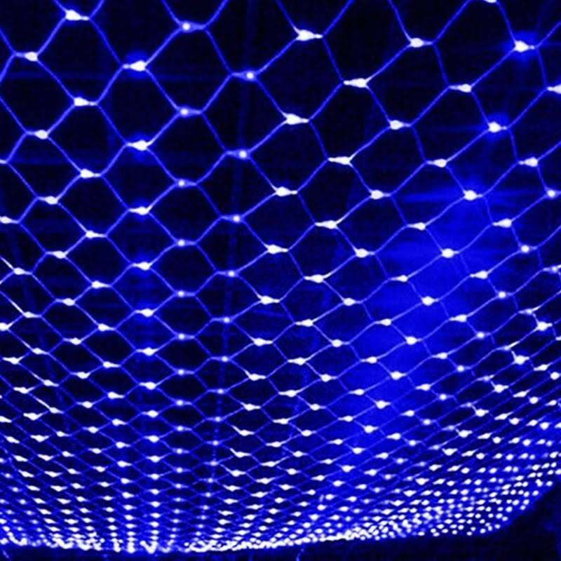 DOCHEER LED Net Mesh String Fairy Lights 204 LEDs, 6.56 ft x 9.84 Ft,8 Modes, Blue Outdoor Transparency String Lights Waterproof Christmas Decorative
