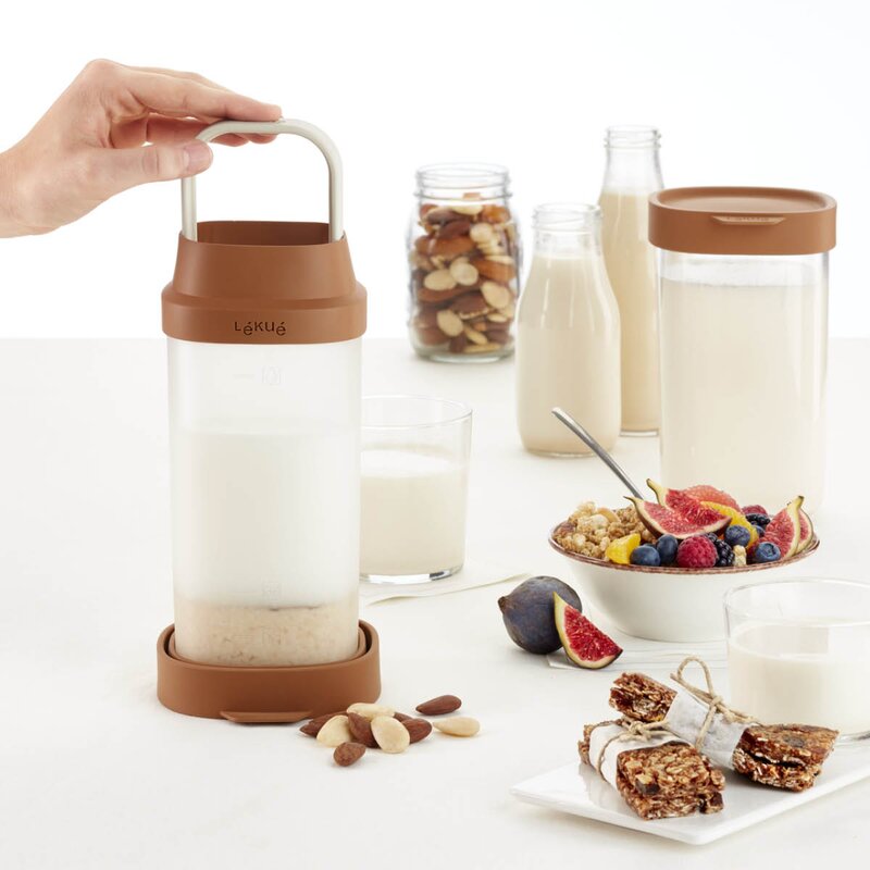 Produksjonsbeholder for plantebasert drikke 1 L terrakotta/klar