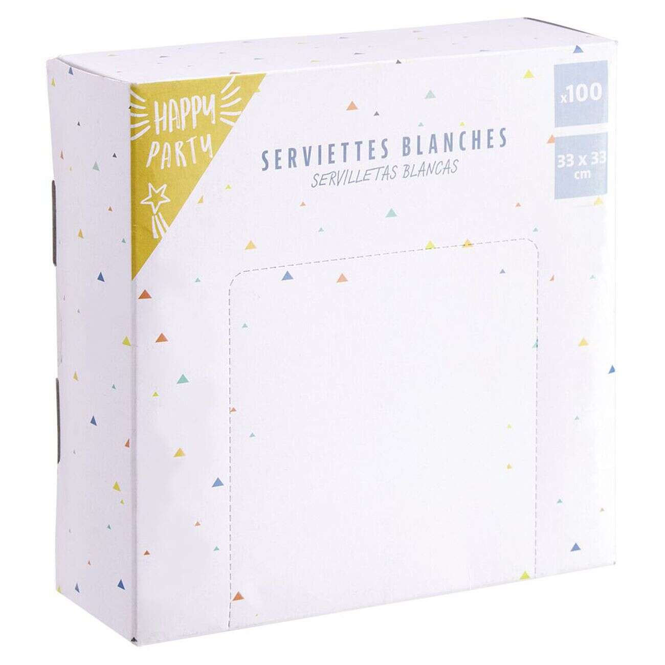 Serviette en papier carré uni blanc x100