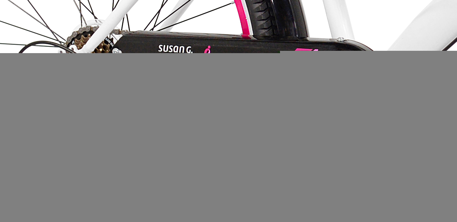 Susan G. Komen 24 In. Multi - Speed Cruiser Girl - S Bike. Pink. White and Black