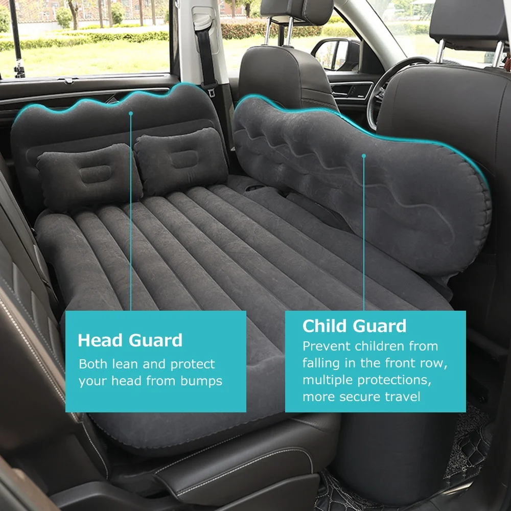 Walmeck Mattress Car Inflatable Travel Bed Home Camping Mat Rear Flocking Plus Air Mattress for SUV