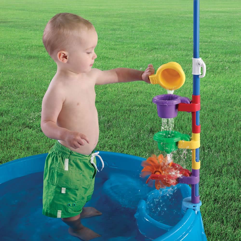 Play & Shade Pool for Kids, Outdoor Summer Pool with Umbrella, Easy to Assemble, 7 Piece Accessory Kit, Toddlers 2+ Years Old, Multicolor