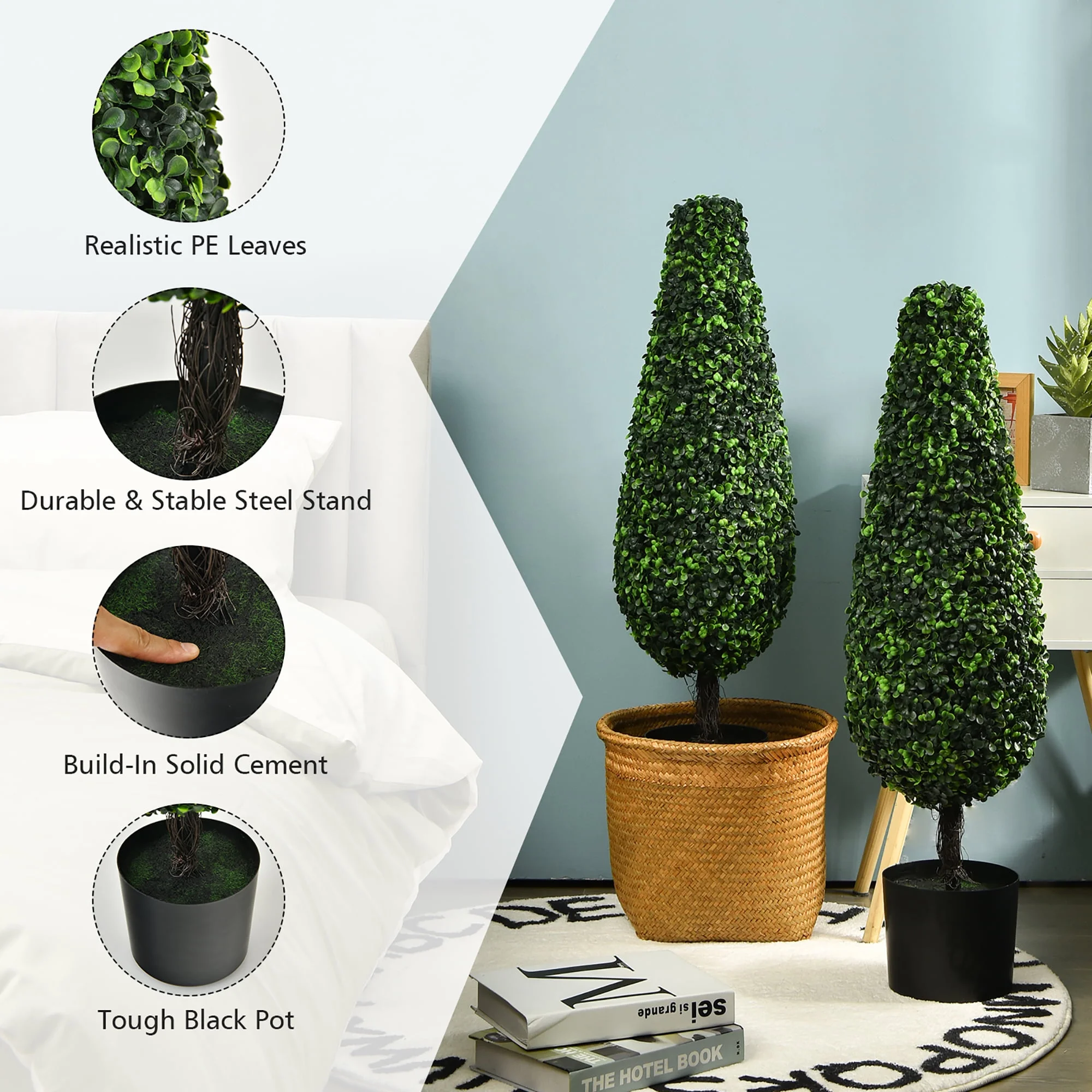 2 Pack 3FT Artificial Tower Topiary Tree UV Resistant Indoor Outdoor - Image 5