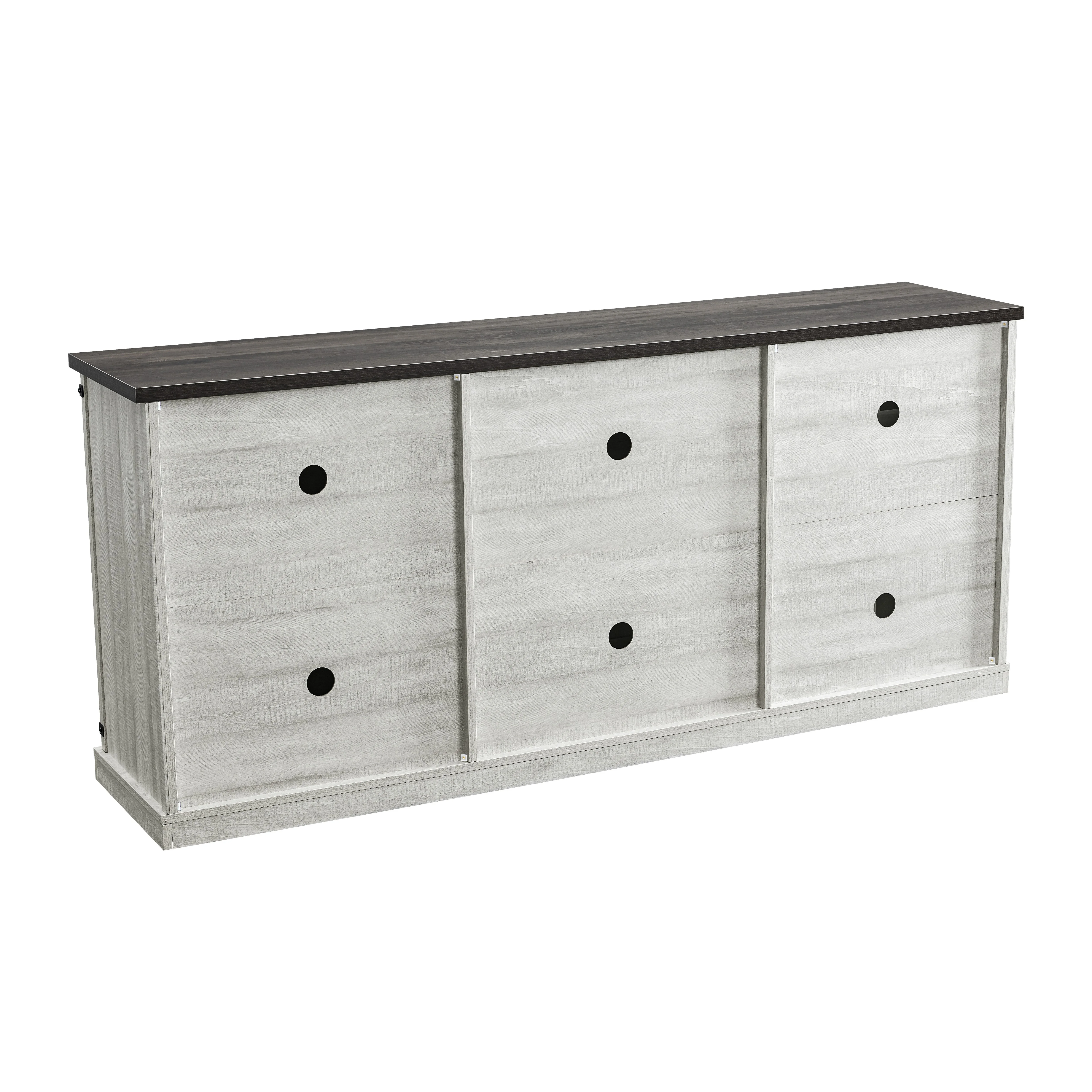 Farmhouse TV Stand for 75" TV, Entertainment Center, Sliding Barn Door TV Stand, 68 inch TV Console Table, Home Living Room Media Console with Adjustable Shelf Off White(Off White) - Image 4