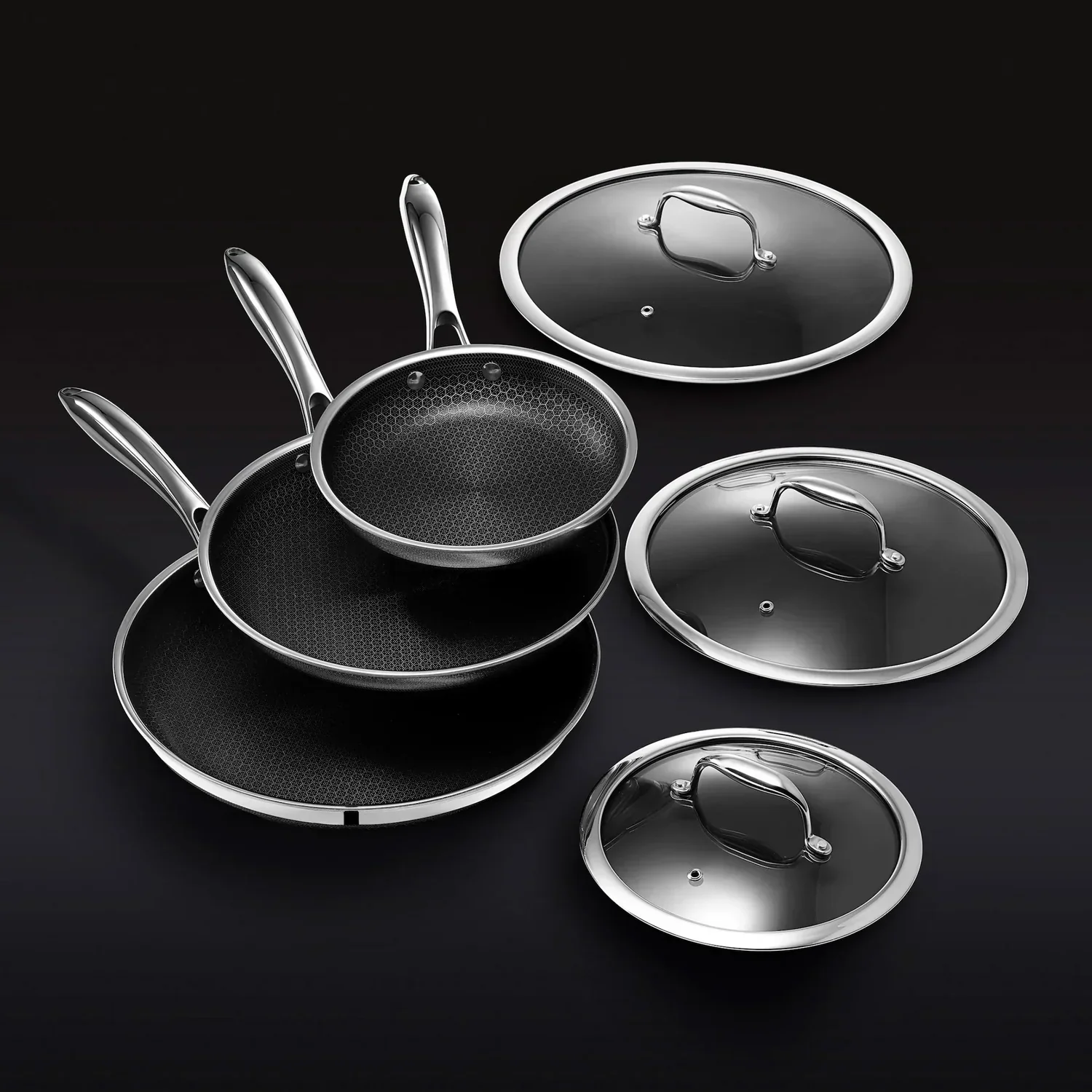 Hybrid Fry Pan Set with Lids, 6 - Pc