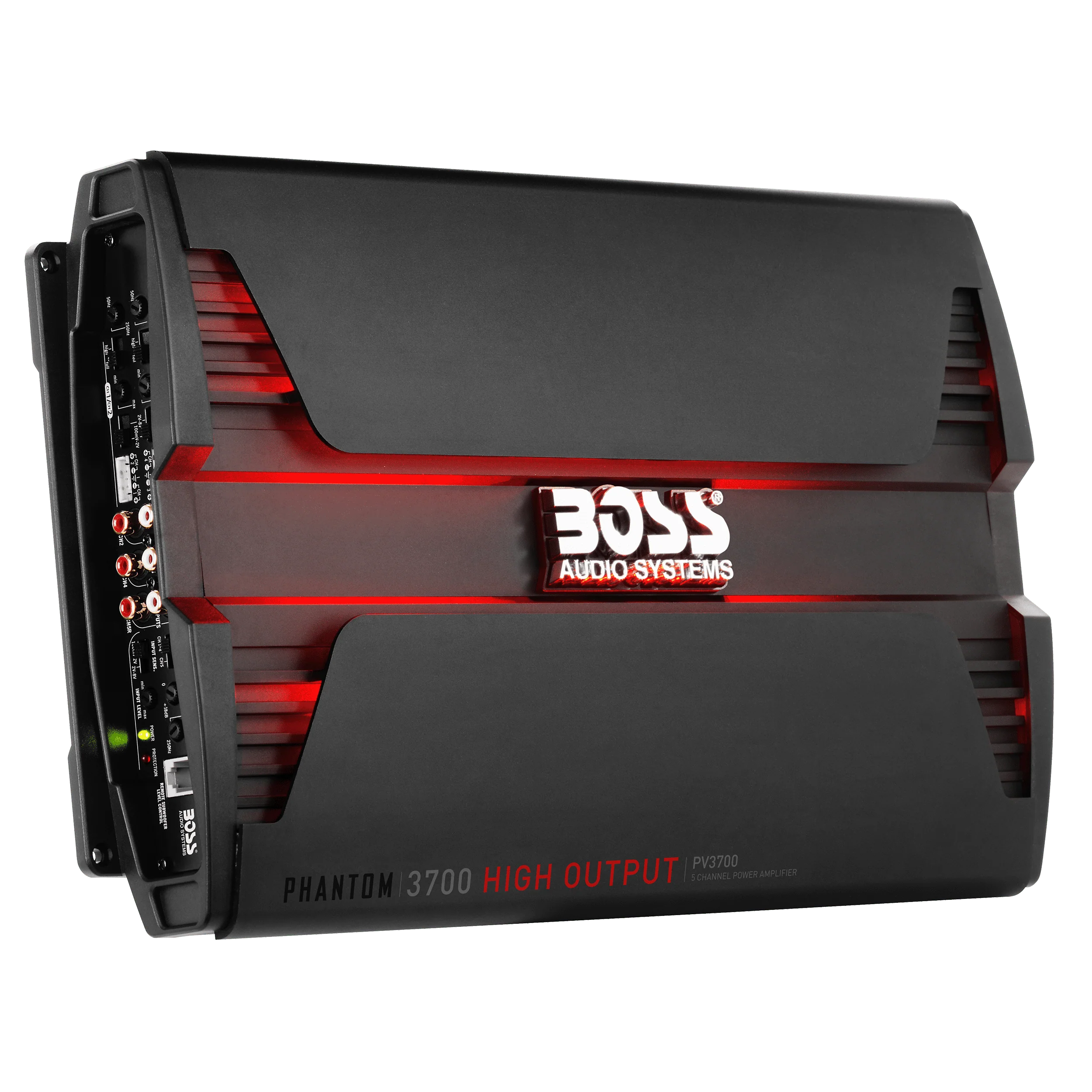 BOSS Audio Systems PV3700 5 Phantom Series Car Audio Amplifier - 3700 High Output, 5 Channel, 2/4 Ohm Stable, Low/High Level Inputs, High/Low Pass Crossover, Full Range, Bridgeable, Subwoofer