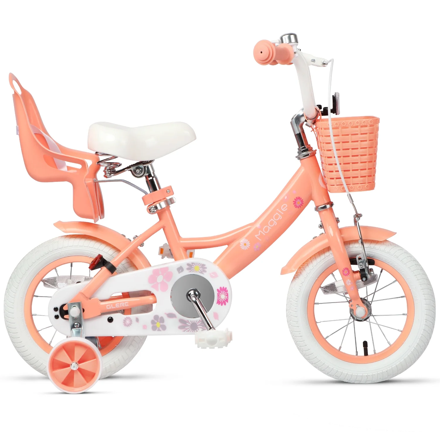 Glerc Maggie 12 in Kids Girls Bike for Ages 2 - 4 Years Child, Peach