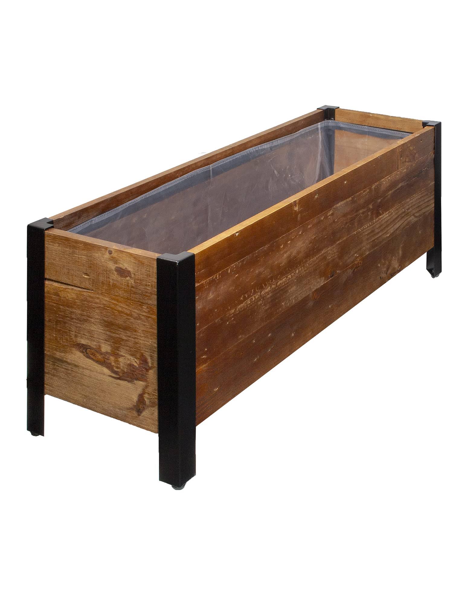 Basics Recycled Wood Rectangular Garden Planter - 37 x 13 x 15, Black
