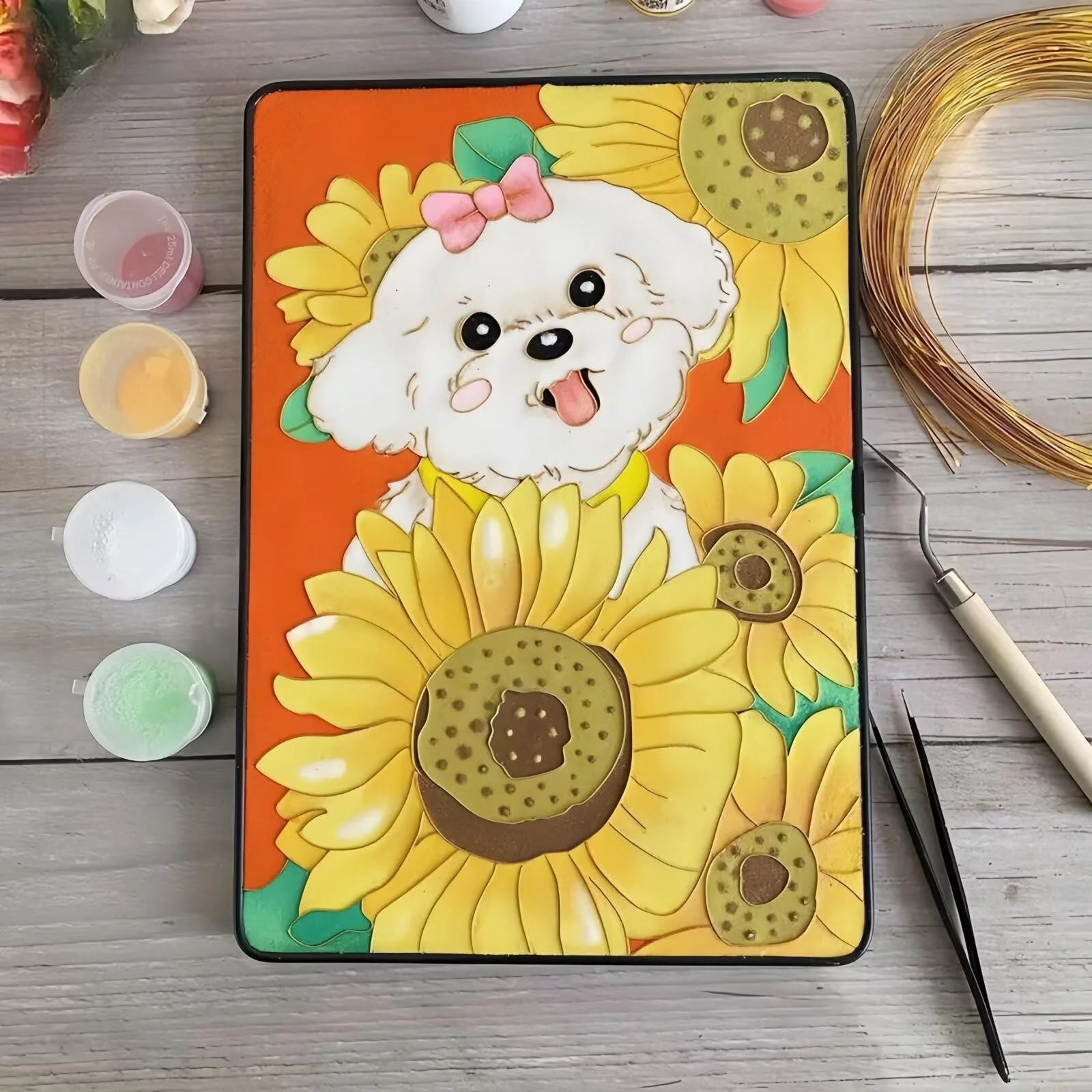 Dogs, DIY Cloisonne Filigree Enamel Kit, with Tutorial& All Tools
