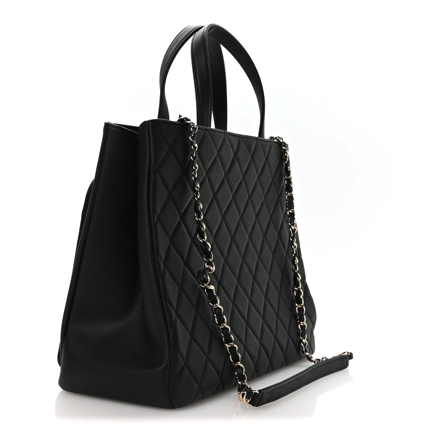 Caviar Quilted Large Business Affinity Shopping Bag Black