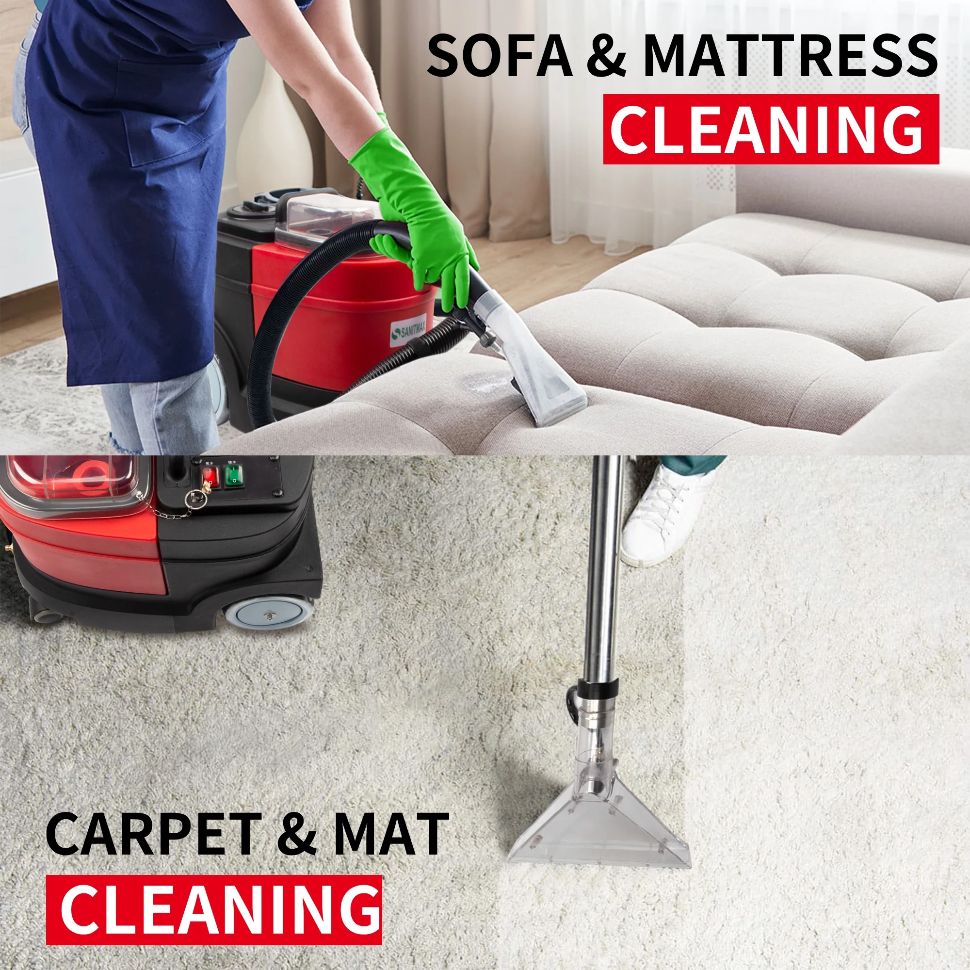 Carpet and Upholstery Extractor Cleaning Machine, Powerful 1.07 HP Motor, 3.7-gal Tank - Image 5