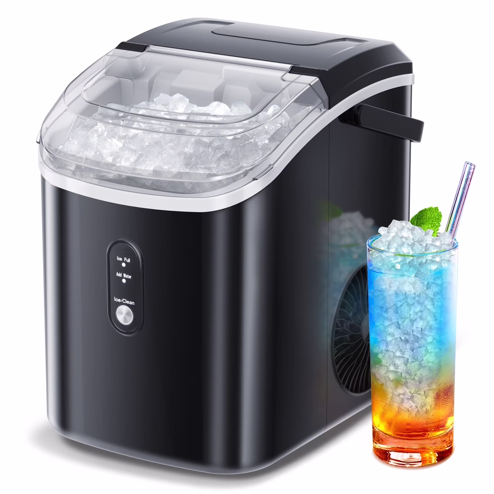 SS Nugget Countertop Ice Maker with Soft Chewable Ice, 35Lbs/24H, Self-Cleaning, Ice Scoop, Stainless Steel Silver, for Kitchen/Office/Party(Silver1) - Image 5