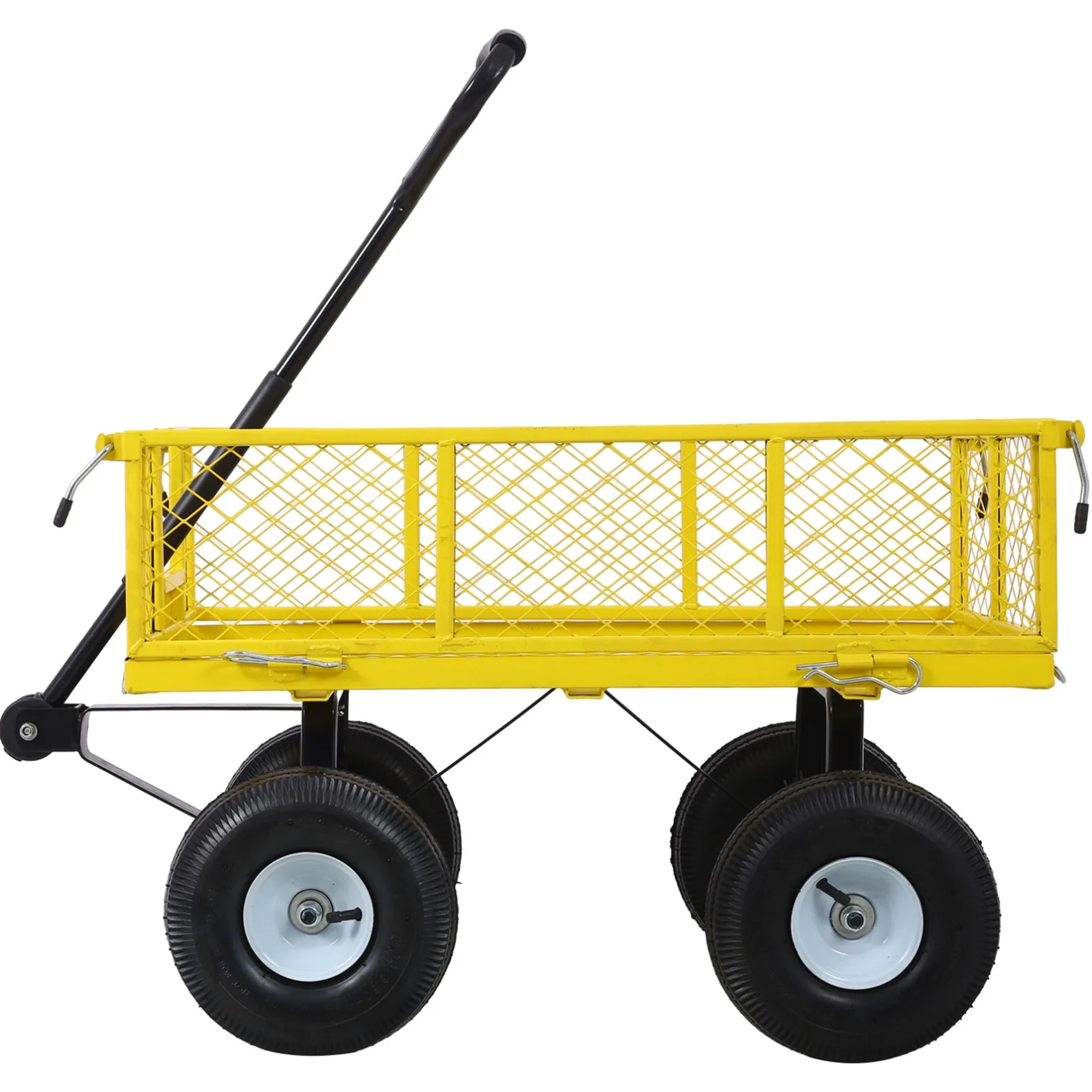 Steel Garden Cart, Heavy Duty 500 lbs Capacity Mesh Steel Garden Cart with Removable Mesh Sides, 180�� Rotating Handle and 9.5 in Tires, Utility Garden Carts and Wagons for Garden, Farm, Yard, Yellow(Yellow) - Image 6