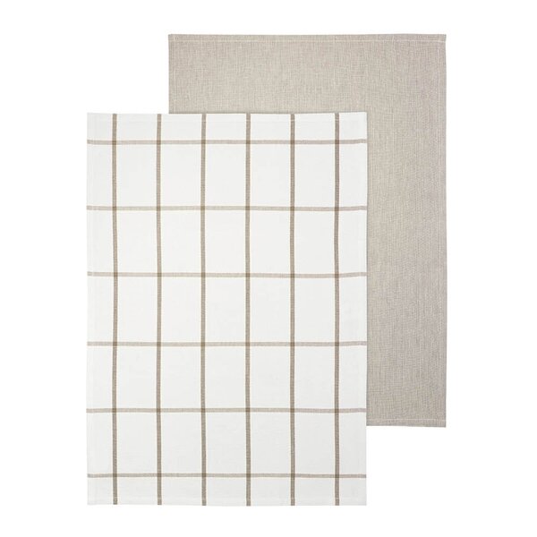 Taulo kjøkkenhåndkle 70x50 cm 2 stk hvit/beige rutet