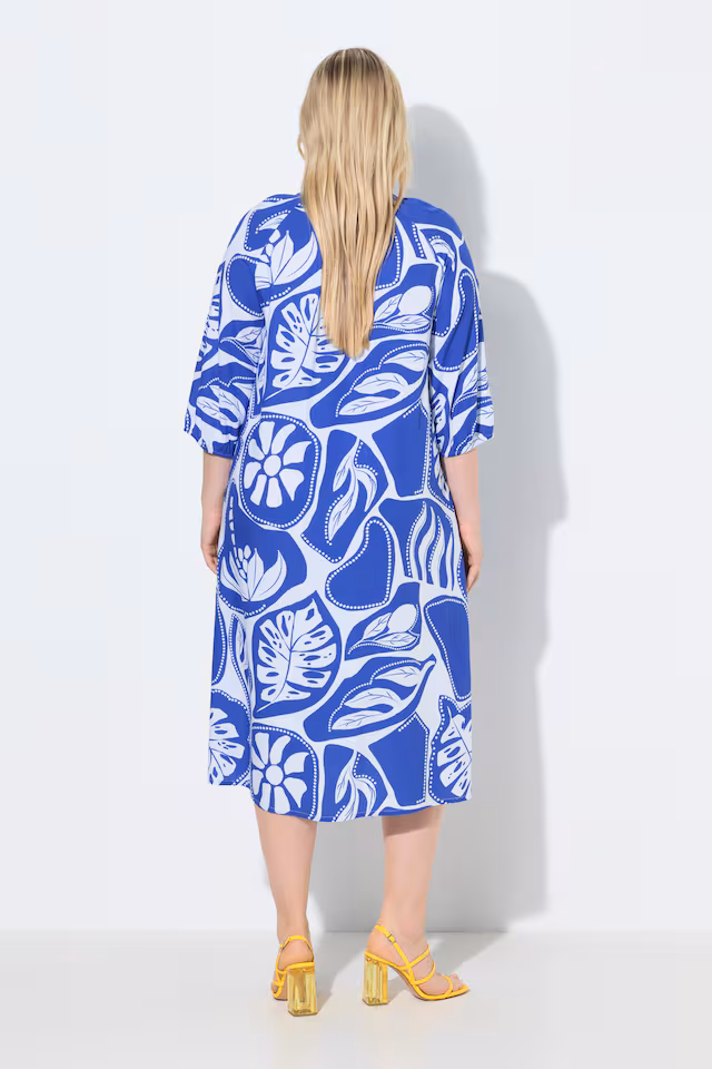 Graphic Tropical Print Pocket Dress