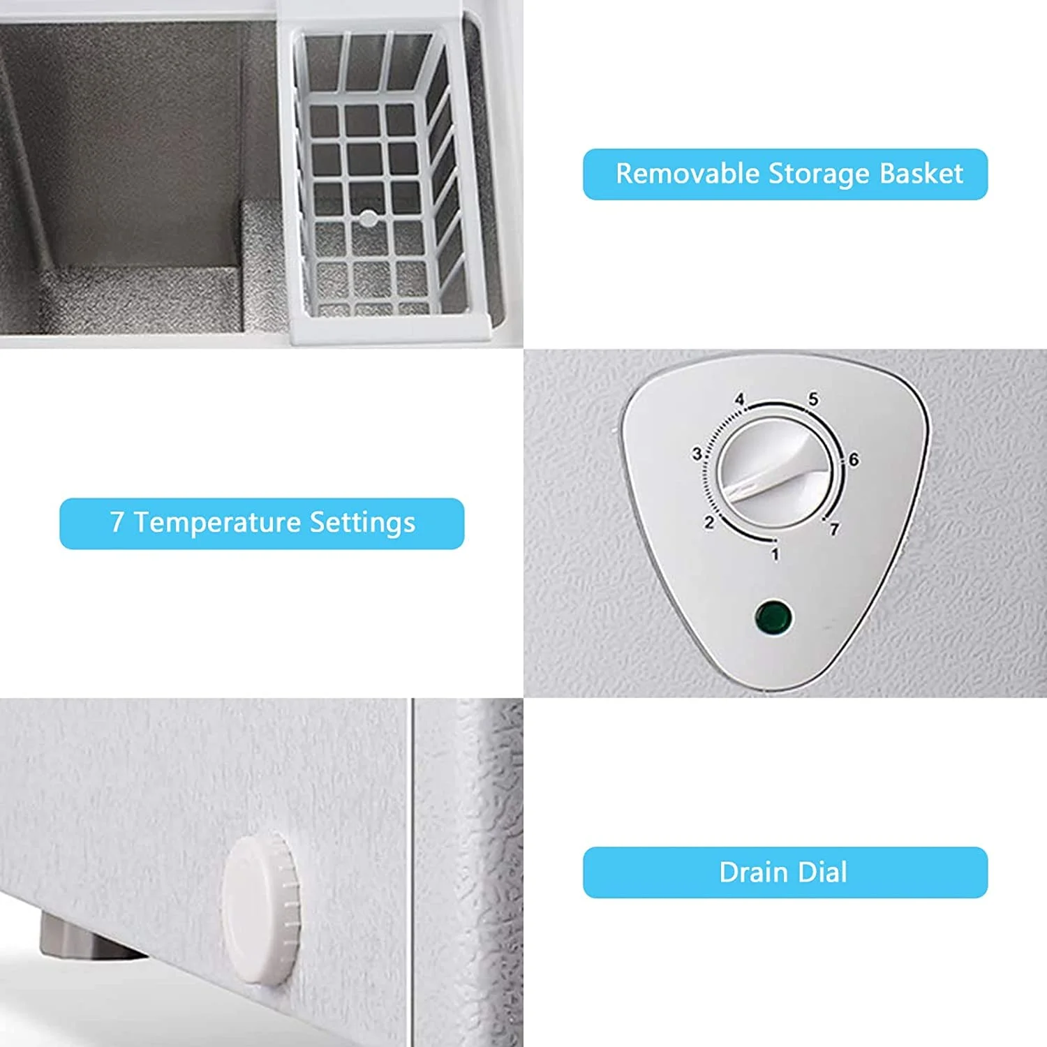 5.0 Cubic Chest Freezer, Compact Deep Freezer with Top Open Door and Removable Storage Basket, 7 Gears Temperature Control, Energy Saving, for Office Dorm or Apartment - Image 7