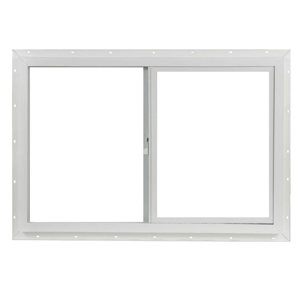 Project Source 10001 Series 35.5-in x 23.5-in 23.5-in x 3-in Jamb Left-Operable Vinyl New Construction White Sliding Window Half | VUS3624-Instock