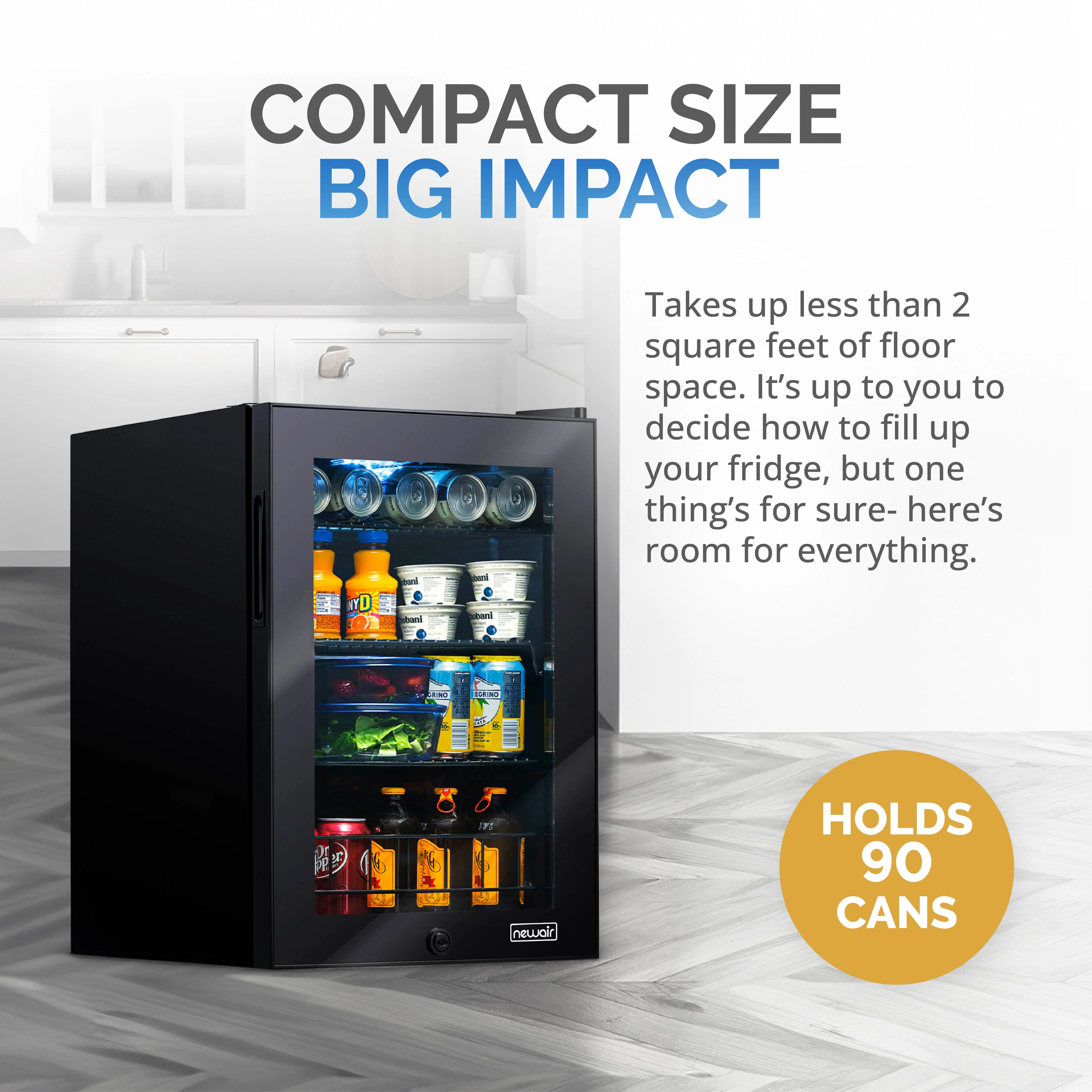 Newair 90-Can Freestanding Black Beverage Fridge - 17